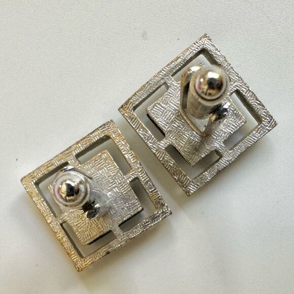 Silver tone Square  Black  vintage cuff links - Picture 5 of 7